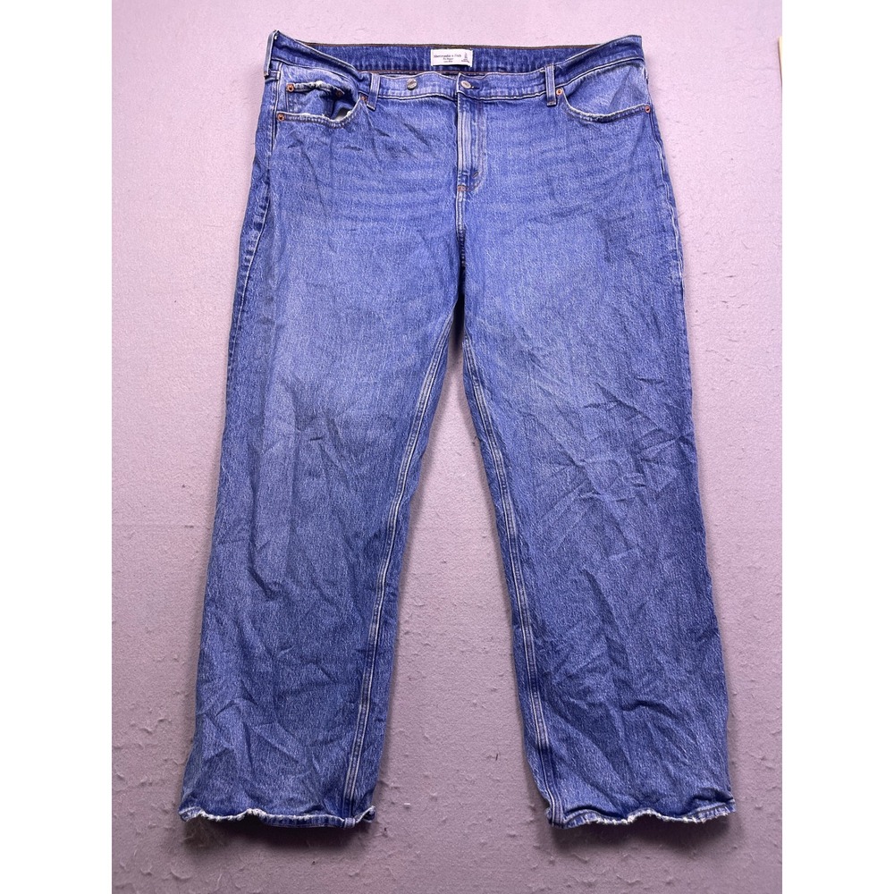Abercrombie & Fitch The Baggy Low Rise Denim Blue Jeans 34/18 Womens